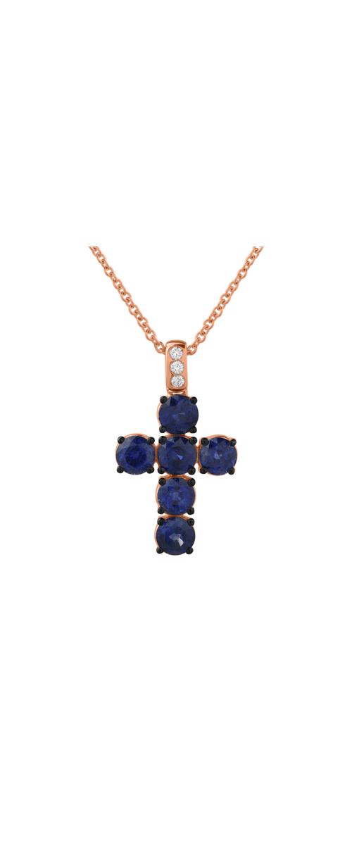 18K rose gold pendant chain with 3.48ct sapphires and 0.06ct diamonds