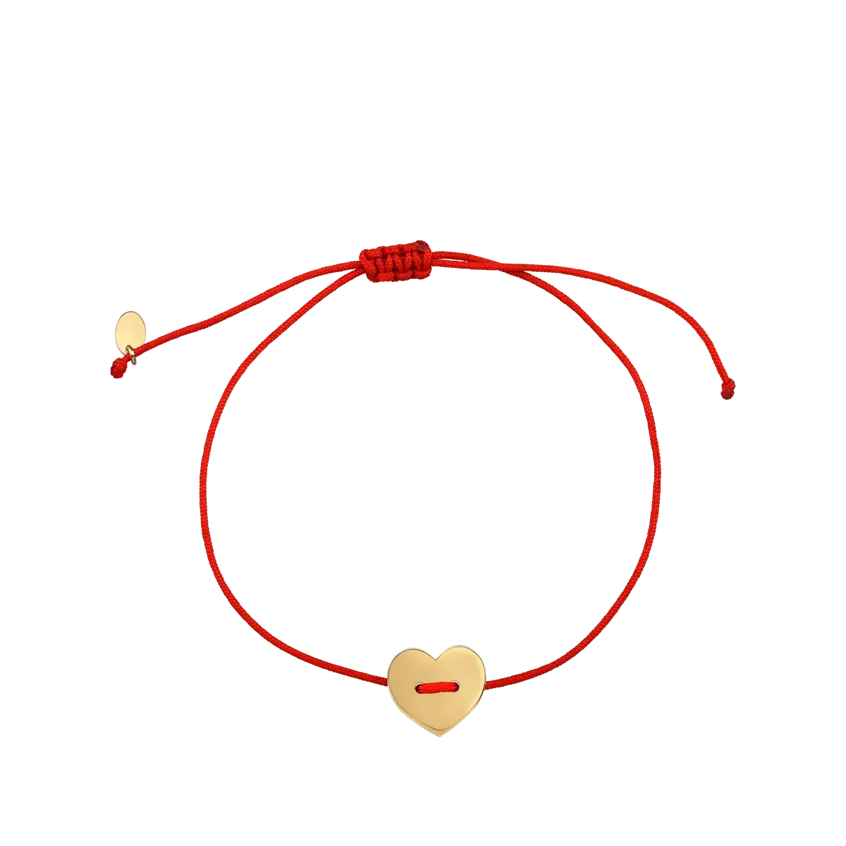 Bransoletka dziecięca z czerwonego sznurka Zawieszka w kształcie serca z żółtego 14K złota