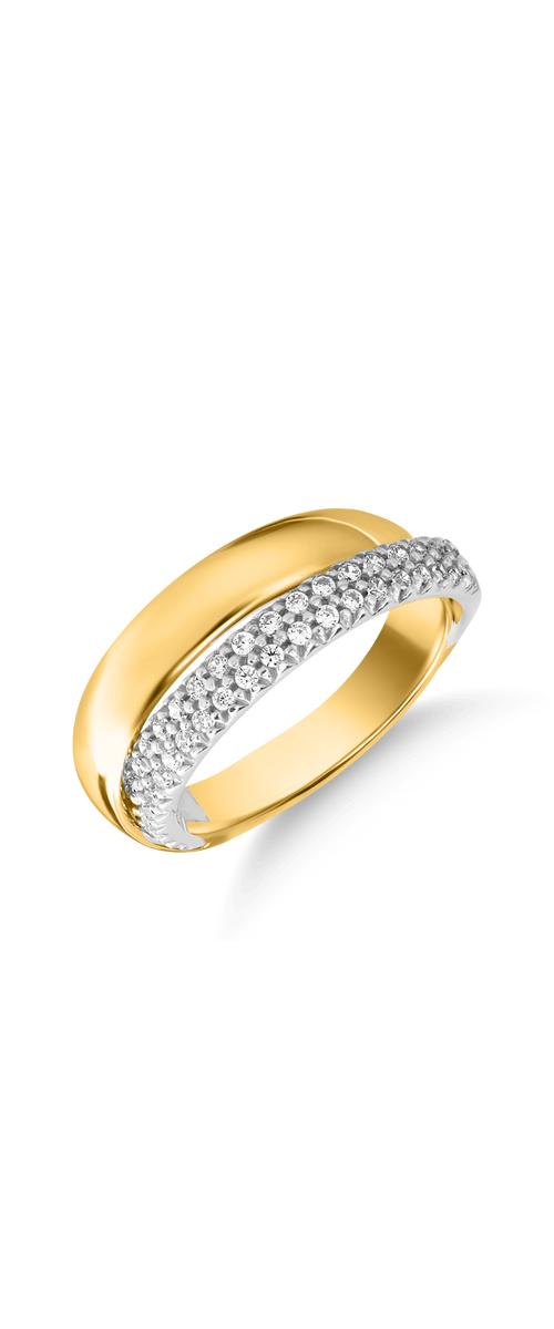 Gyűrű 14K-os fehér-sárga aranyból.