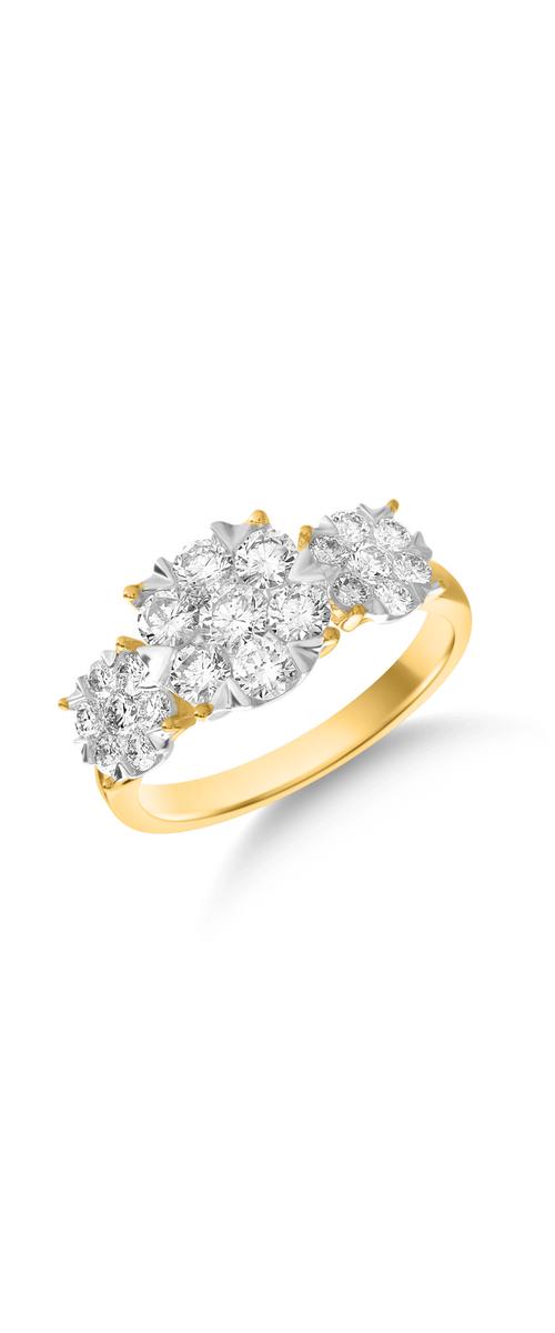 Gyűrű 18K-os sárga aranyból 1ct gyémánttal. Gramm: 2,70