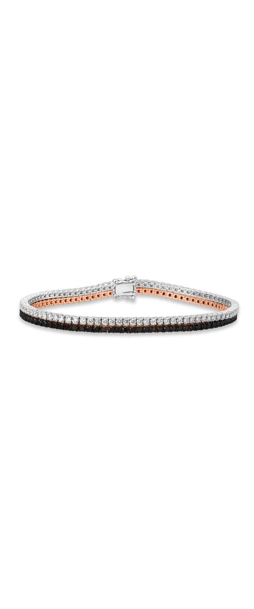 18K white-rose gold bracelet with 2.61ct black diamonds and 2.19ct clear diamonds