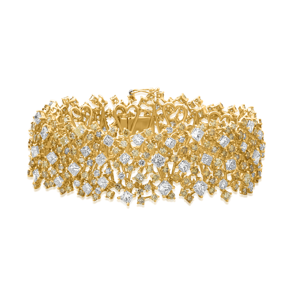 Bratara din aur galben de 18K cu diamante transparente de 16.21ct si diamante colorate de 3.8ct 16.21ct