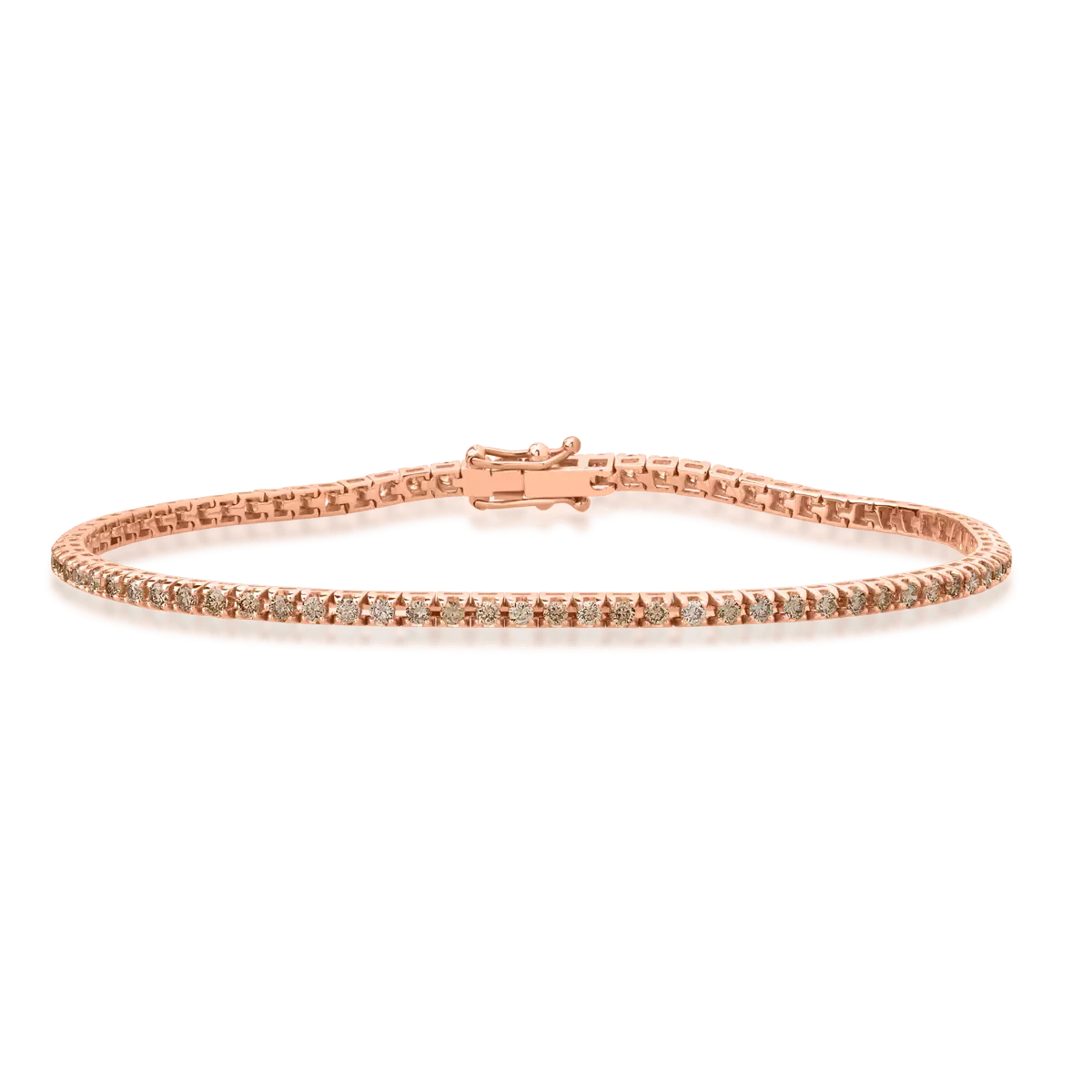 Bratara tennis din aur roz de 18K cu diamante maro de 1.6ct