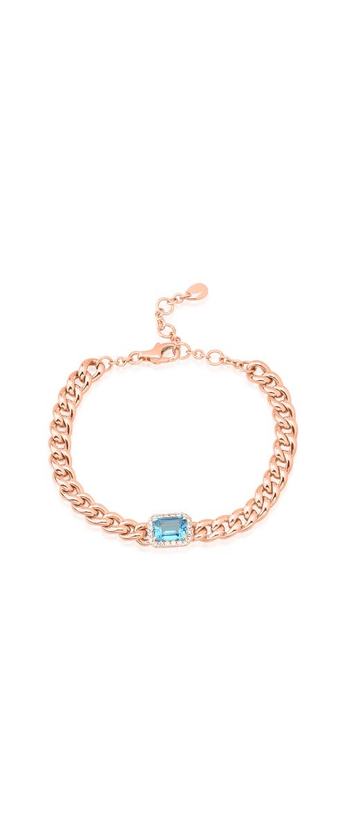 18K rose gold bracelet with 1.92ct blue topaz and 0.21ct diamonds