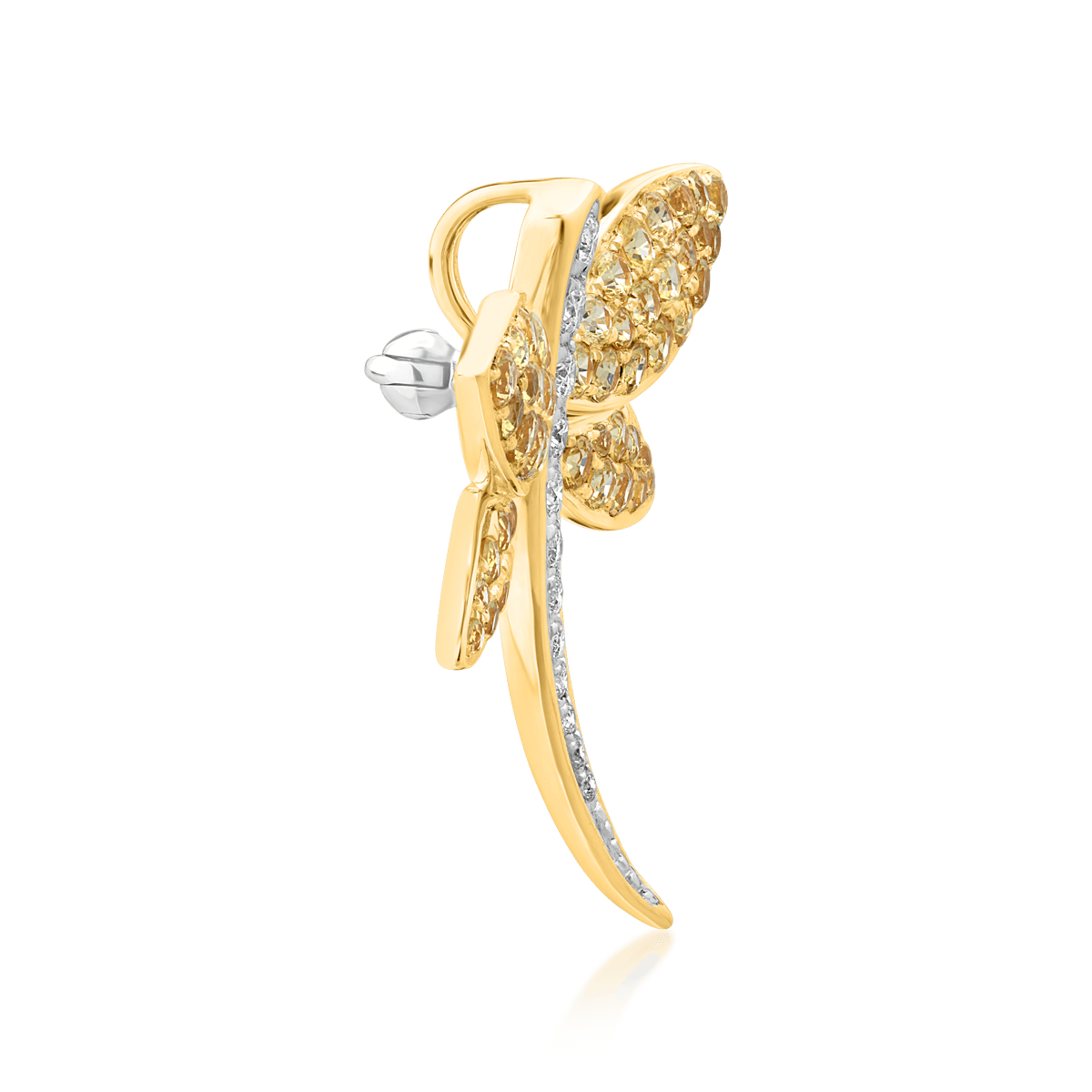 18K white-yellow gold brooch with 1.72ct yellow sapphires and 0.2ct diamonds