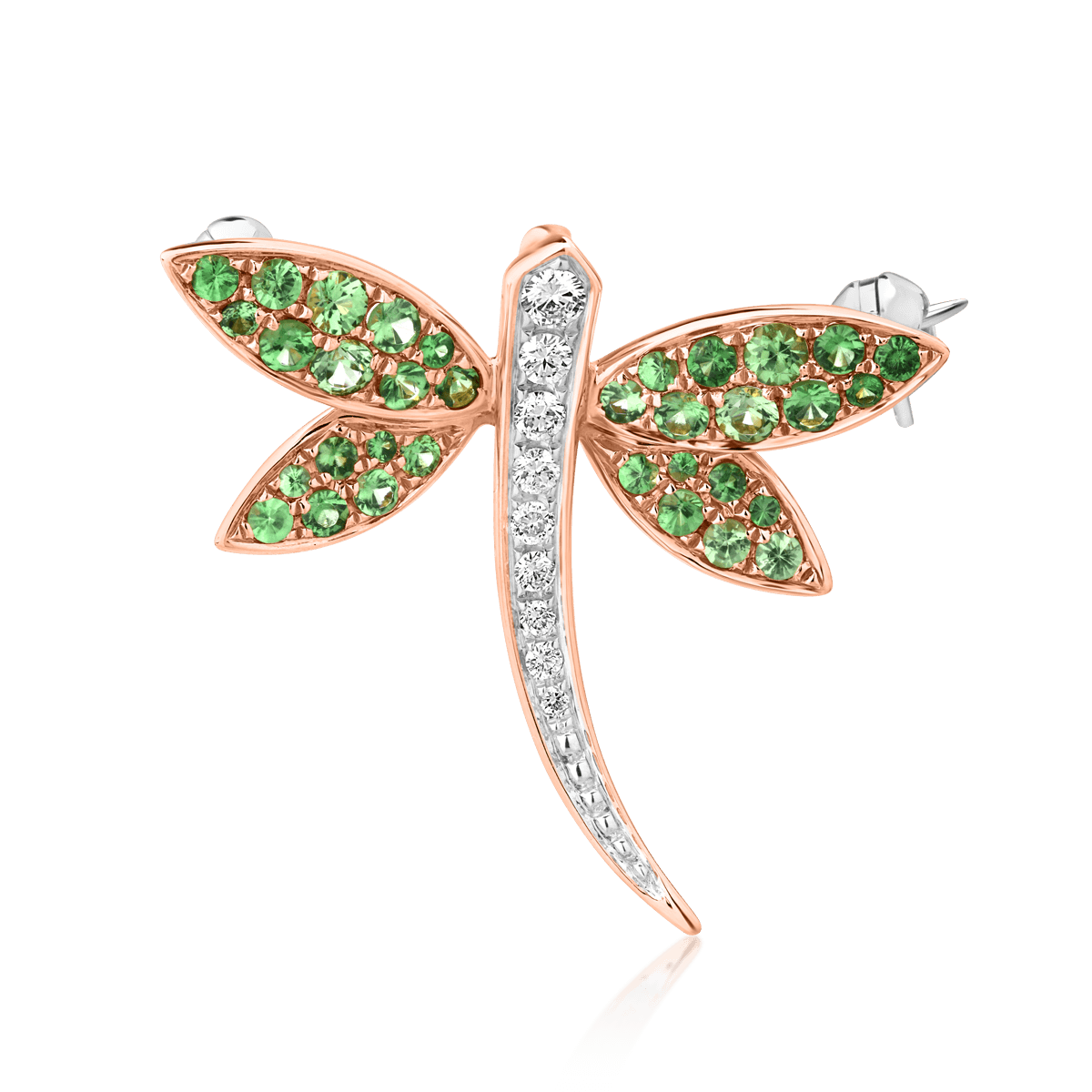 18K white-rose gold brooch with 0.59ct tsavorite and 0.1ct diamonds