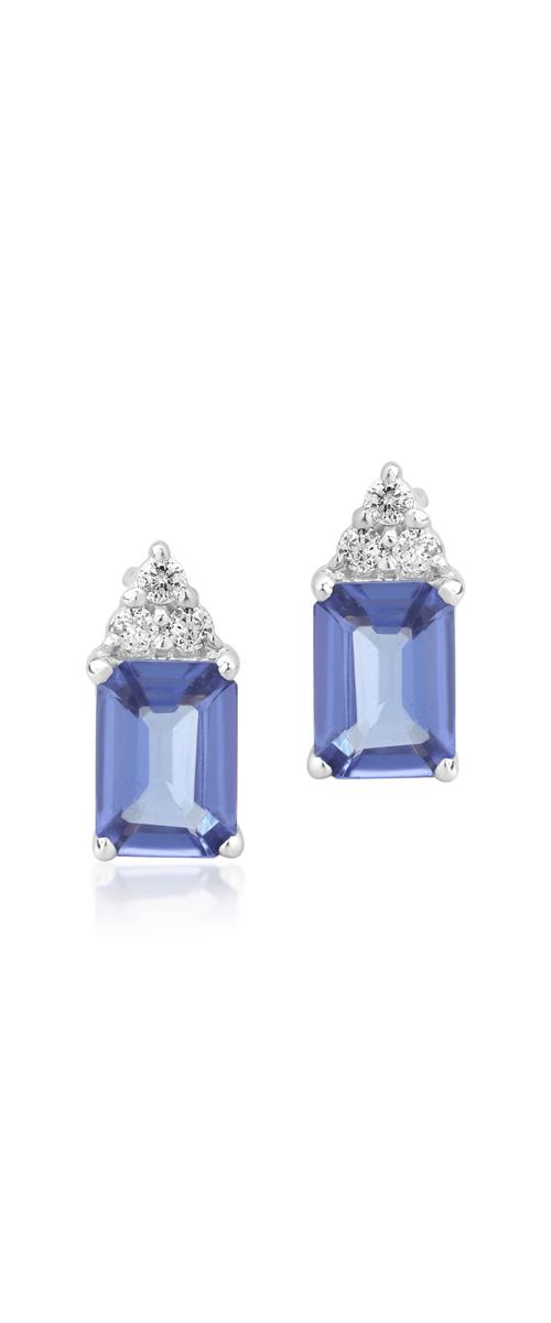 14K white gold earrings with 1.87ct tanzanite and 0.12ct diamonds