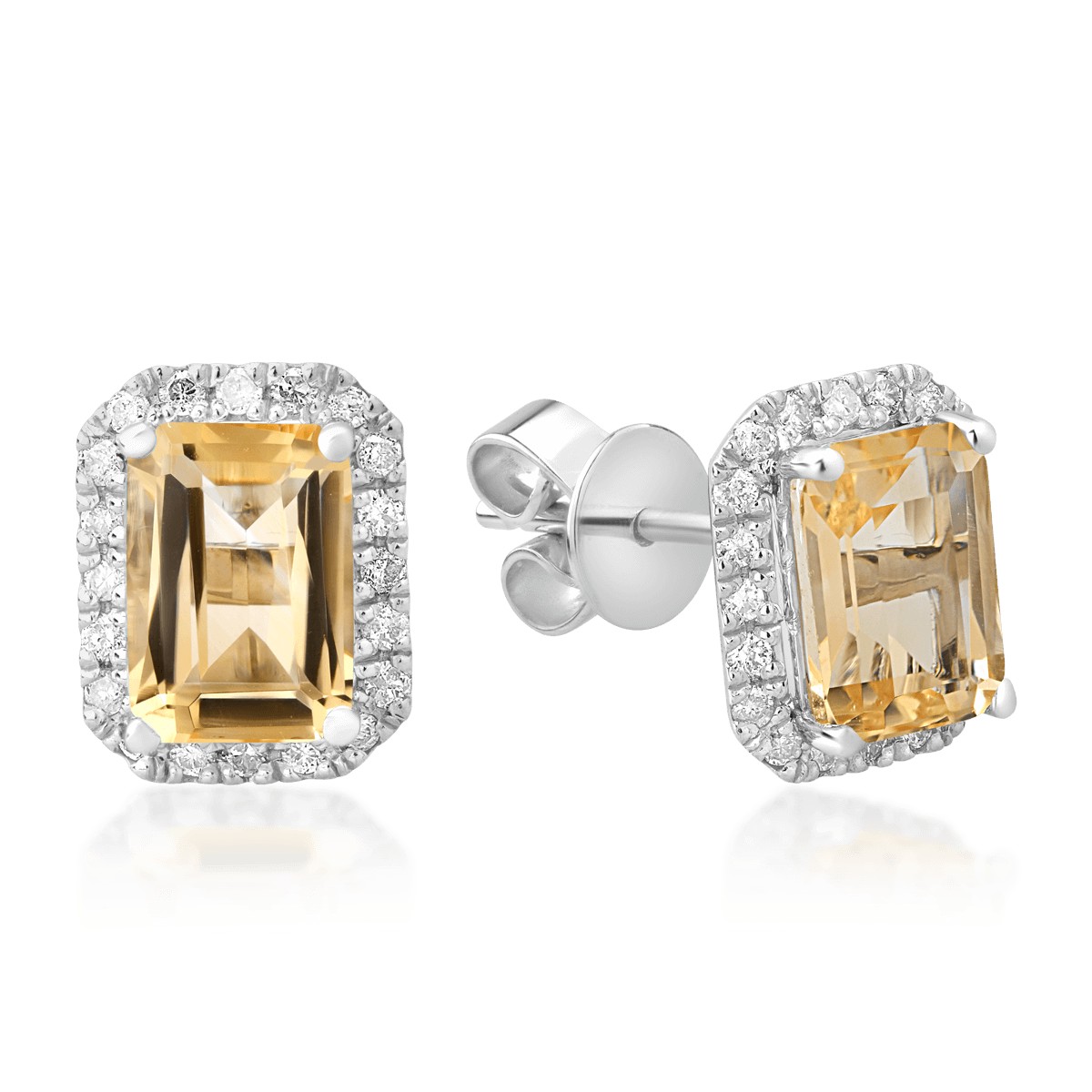 18K white gold earrings with citrines of 1.73ct and diamonds of 0.24ct