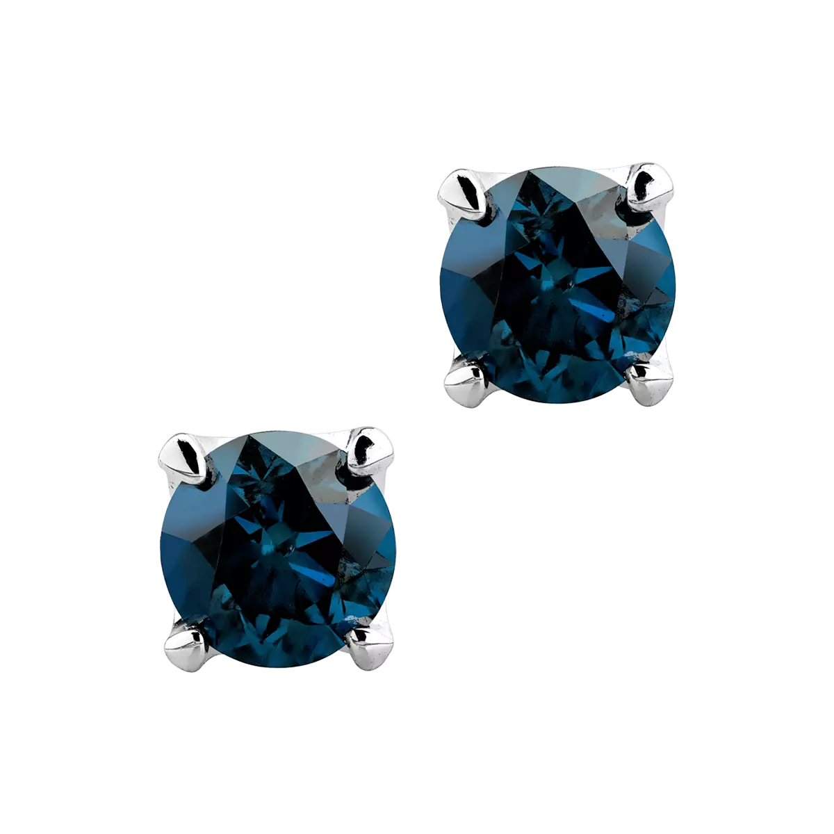Обеци от бяло злато 18К със сини диаманти 0.88гкт.
