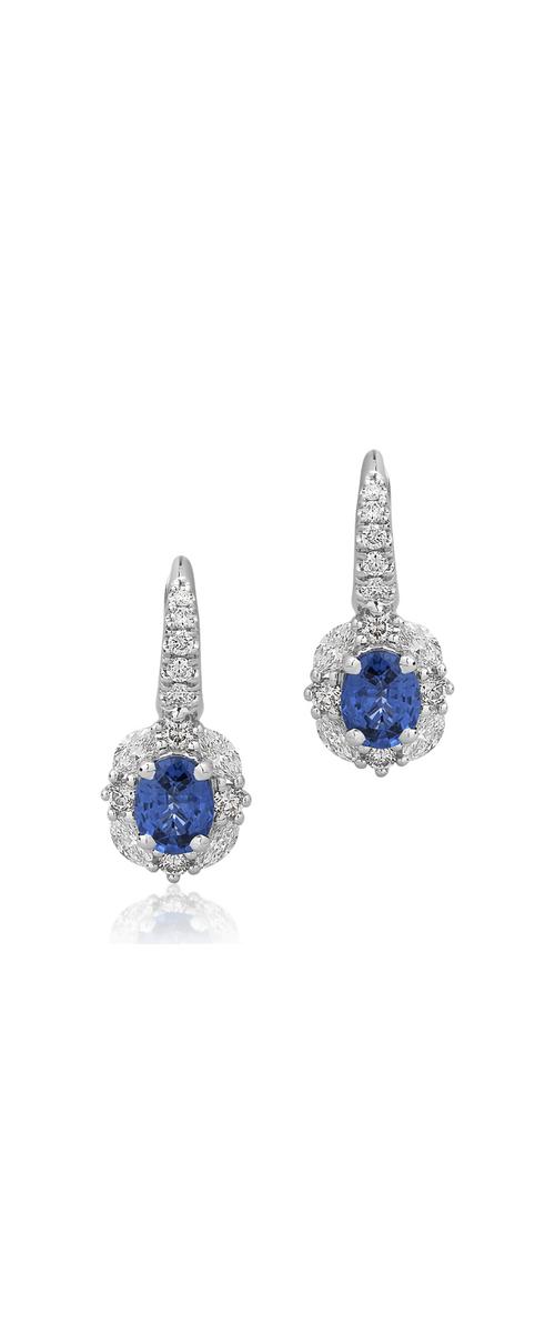 18K white gold earrings with 1.23ct sapphires and 0.38ct diamonds