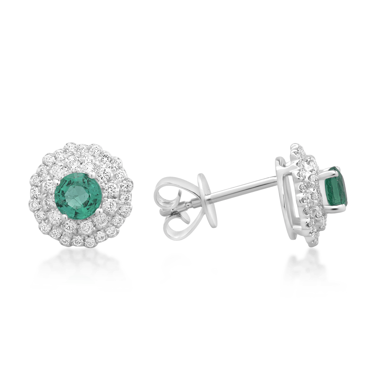 18K white gold earrings with 0.45ct emeralds and 0.34ct diamonds