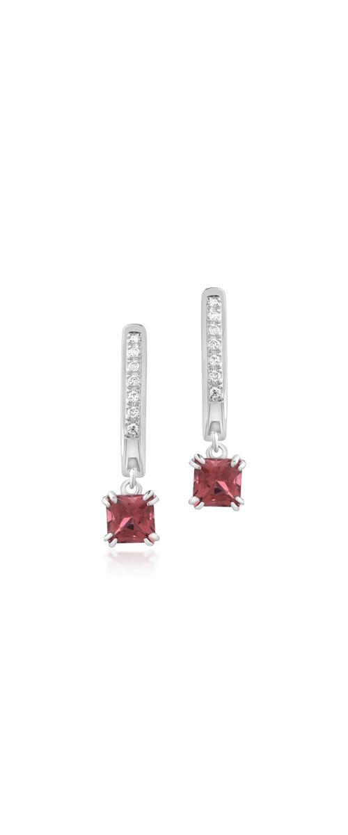 18K white gold earrings with coloured tourmalines of 0.79ct and diamonds of 0.06ct
