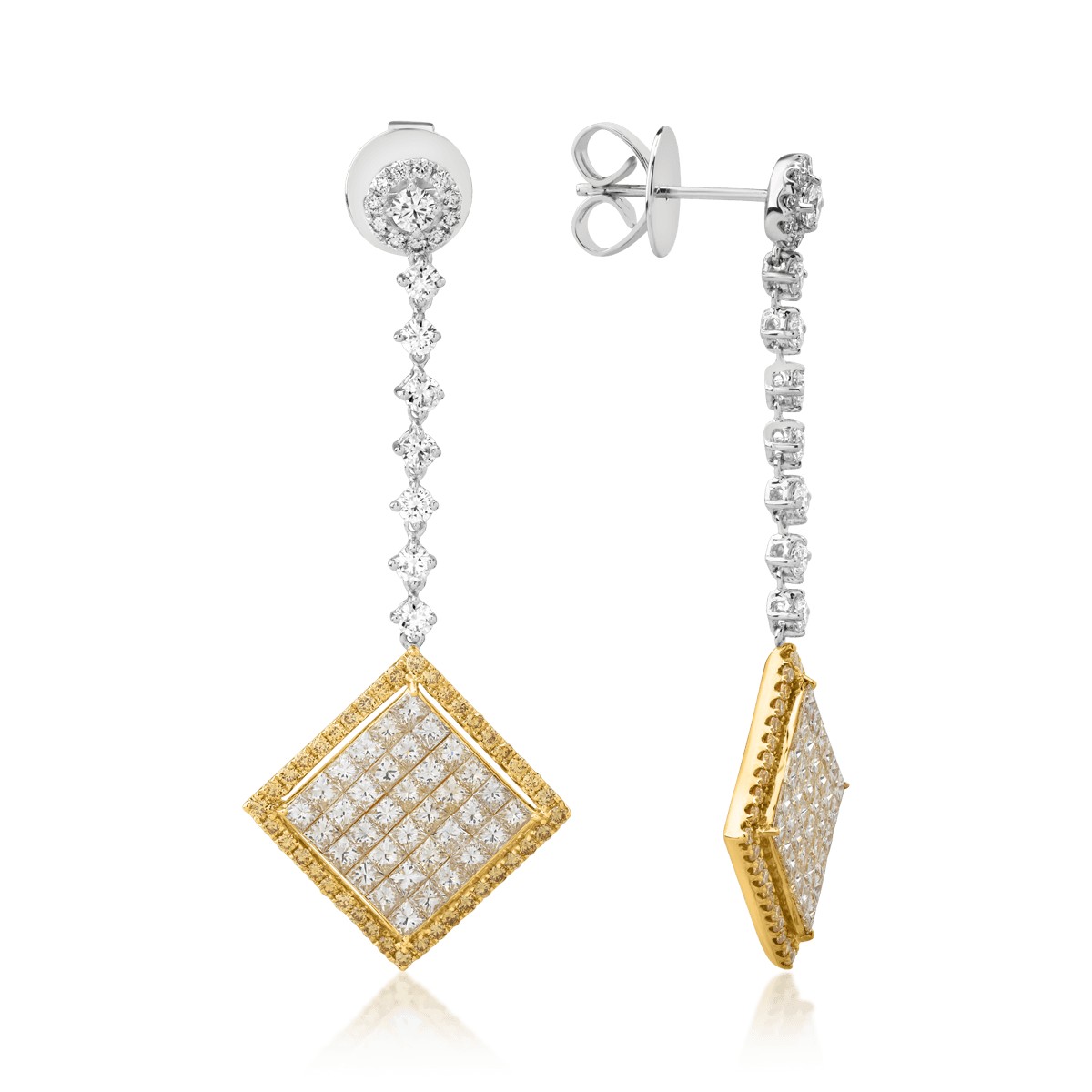 18k white gold earrings with white diamonds of 3.75CT and colorful diamonds of 0.63ct