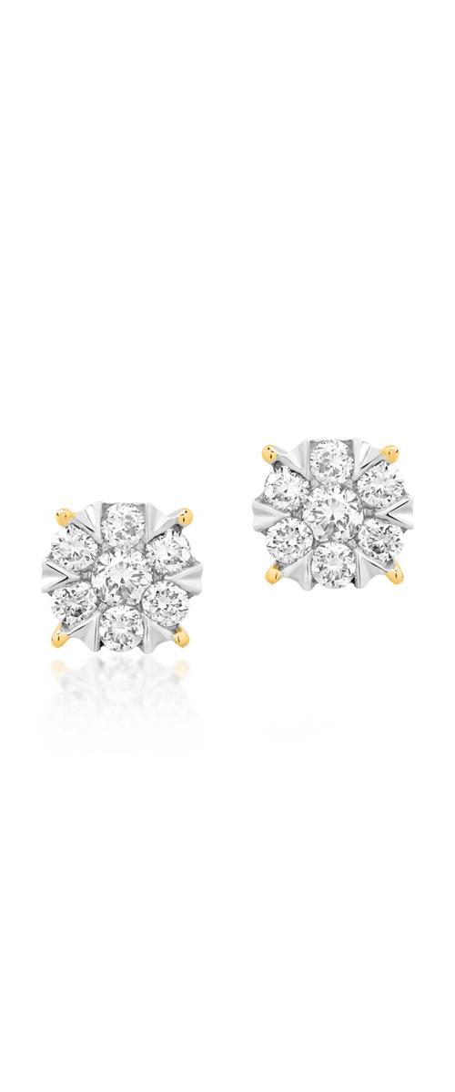 18K yellow gold earrings with diamonds of 0.25ct