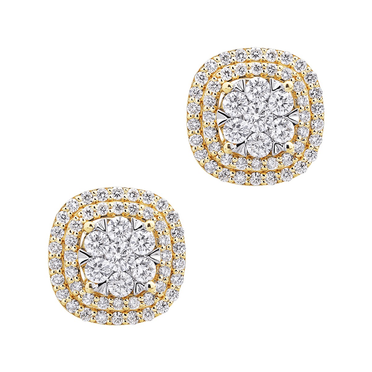 18K yellow gold earrings with 1.5ct diamonds