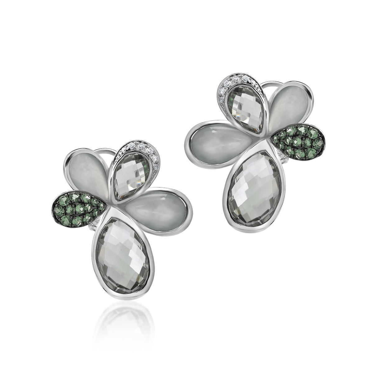 18K white gold earrings with 14.71ct precious and semiprecious stones