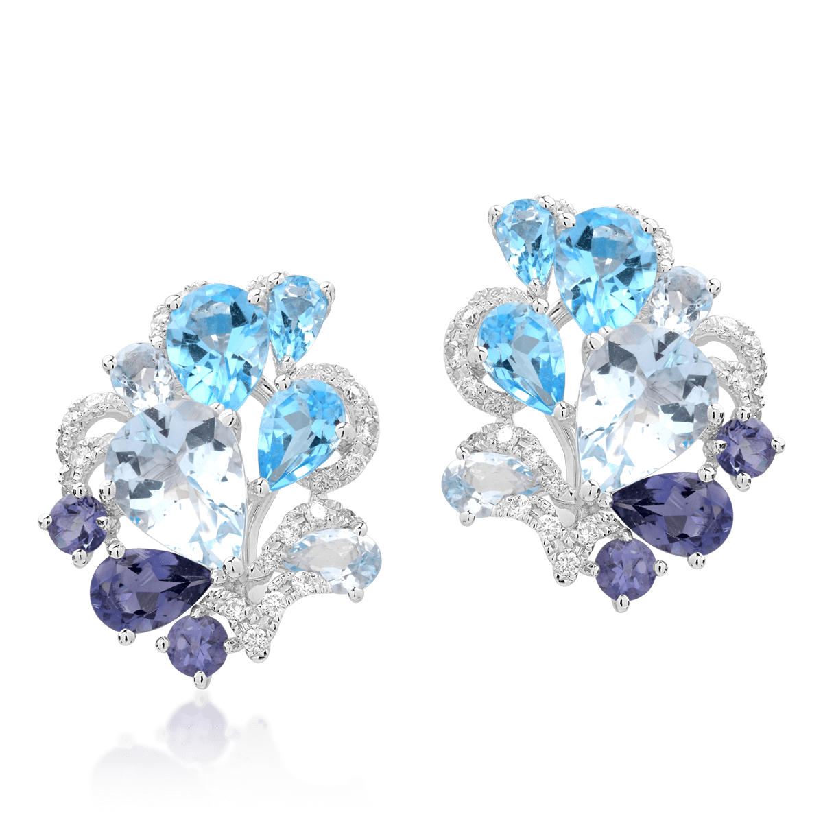 18K white gold earrings with 8.81ct precious and semiprecious stones