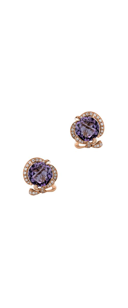 18K rose gold earrings with 6.4ct pink amethysts and 0.3ct diamonds