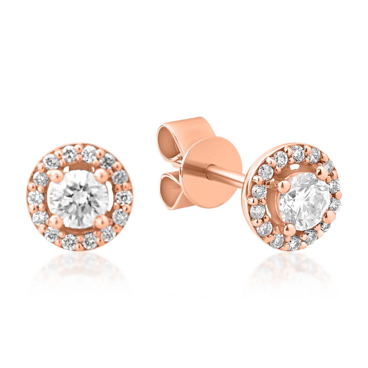 Rózsaszín 18k arany fülbevaló gyémántokkal 0.34ct