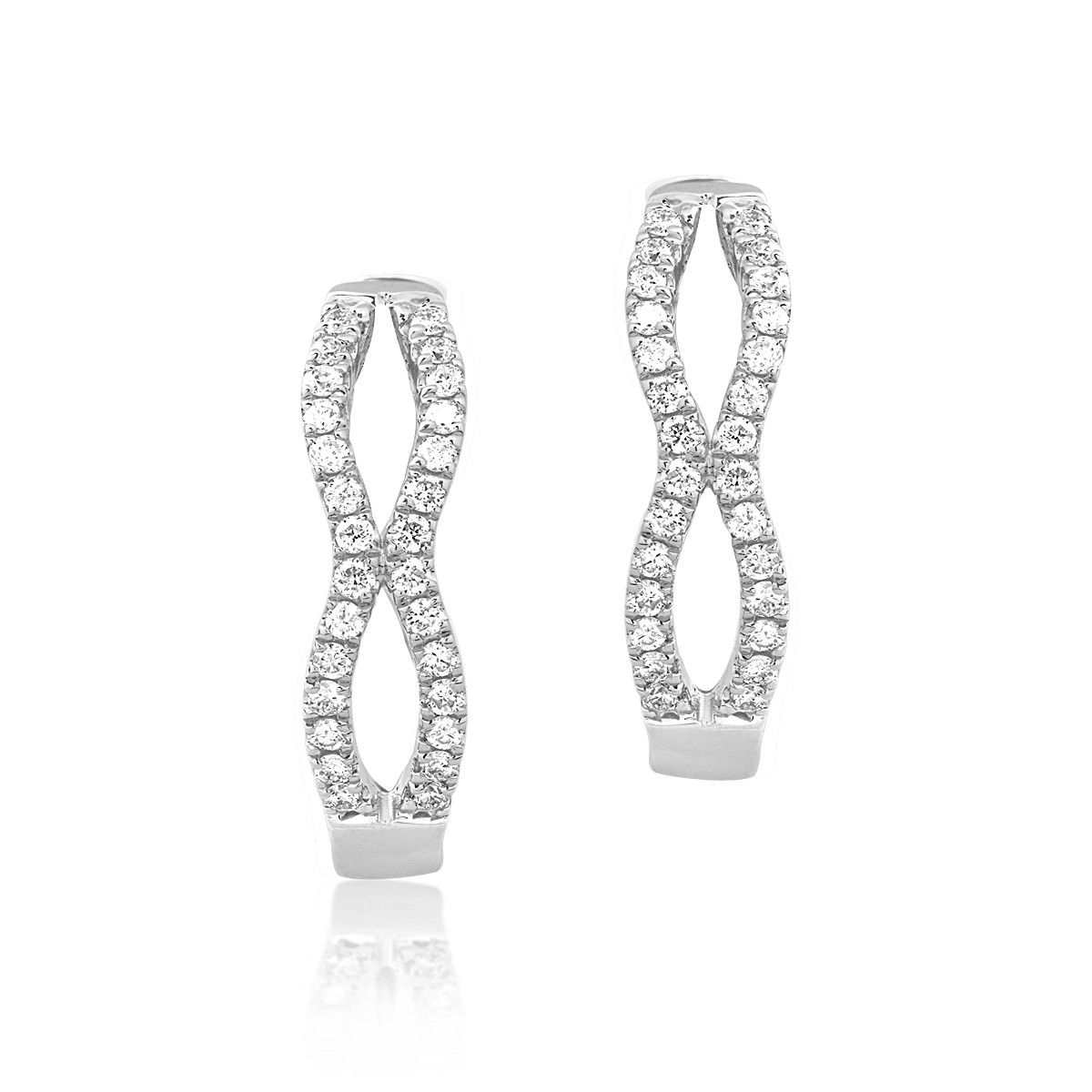 14K white gold infinite earrings with 0.15ct diamonds