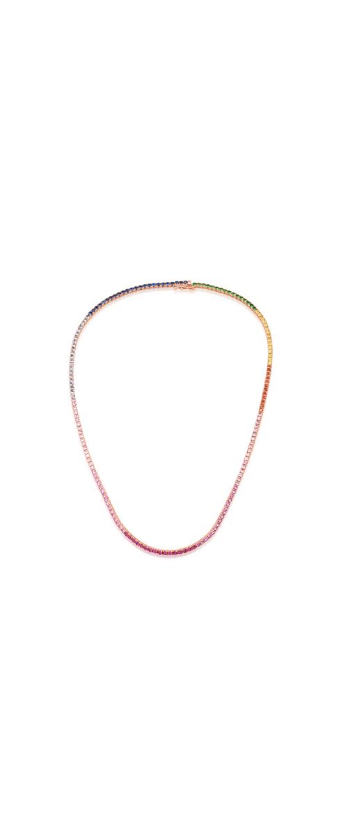 18K rose gold tennis necklace with 7.6ct multicolored sapphires