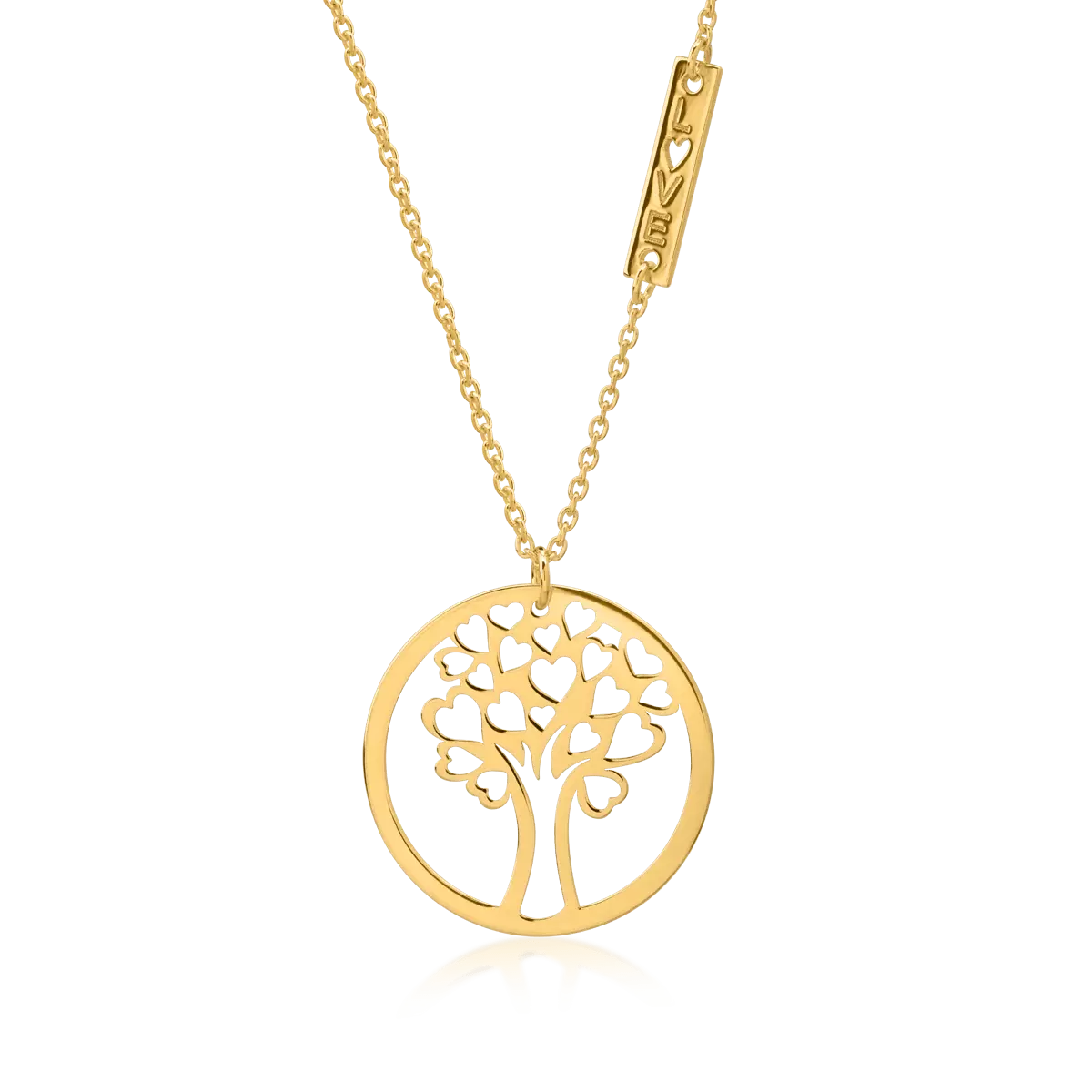 Верижка от 14К жълто злато с висулка "Дървото на живота"