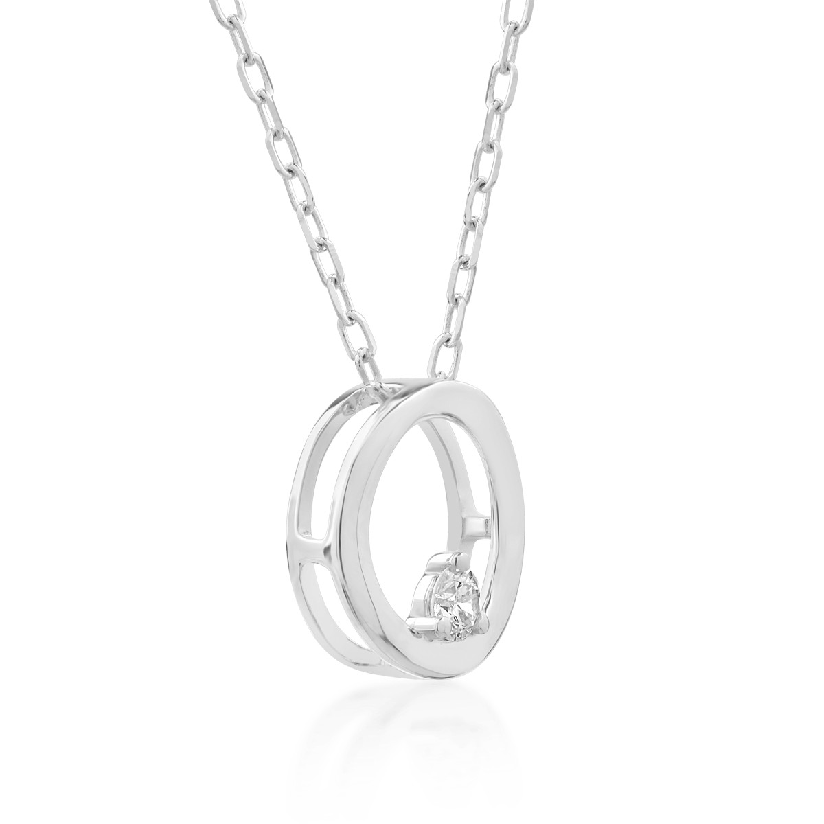 18K white gold pendant necklace with 0.035ct diamond