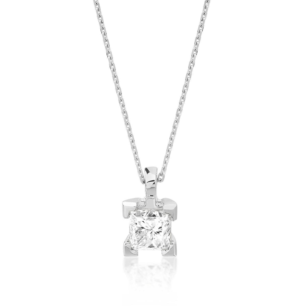 18K white gold pendant chain with diamond of 0.4ct