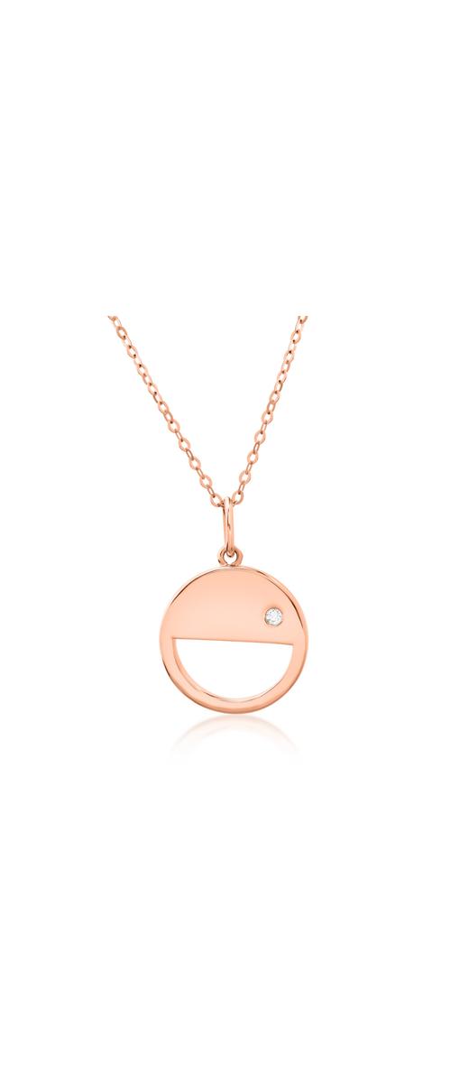 18K rose gold chain with pendant with diamond of 0.011ct
