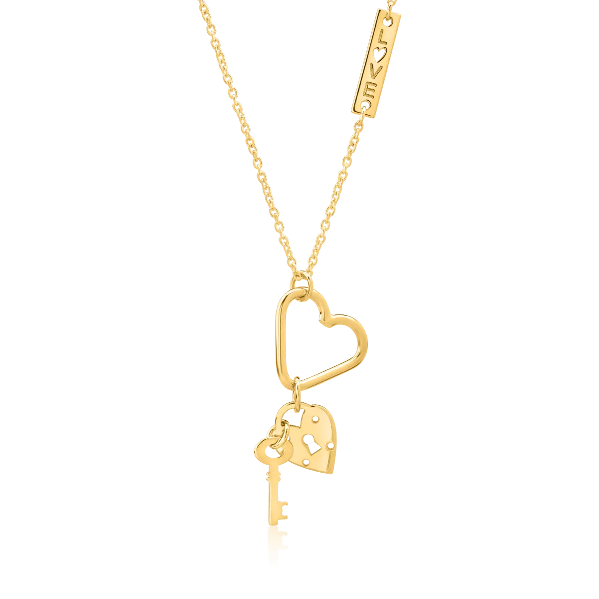 Верижка от 14К жълто злато с медальон и ключ