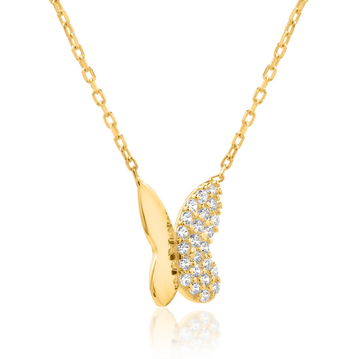 14K yellow gold pendant butterfly necklace