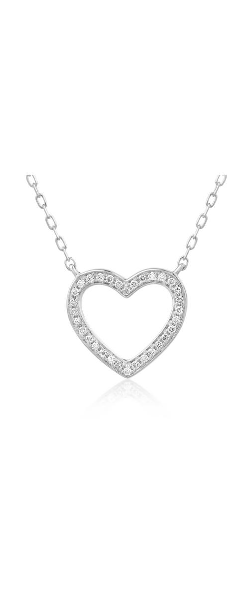 18K white gold heart pendant necklace with 0.075ct diamonds