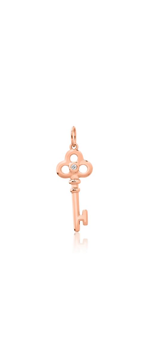 18K розово злато ключ висулка с диамант от 0.01ct