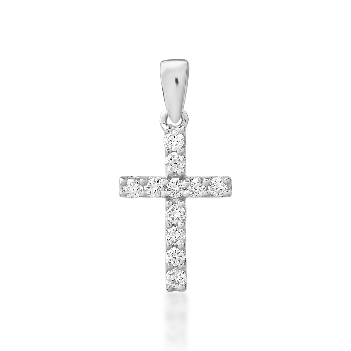 Poze Pandant cruce din aur alb de 18K cu diamante de 0.2ct