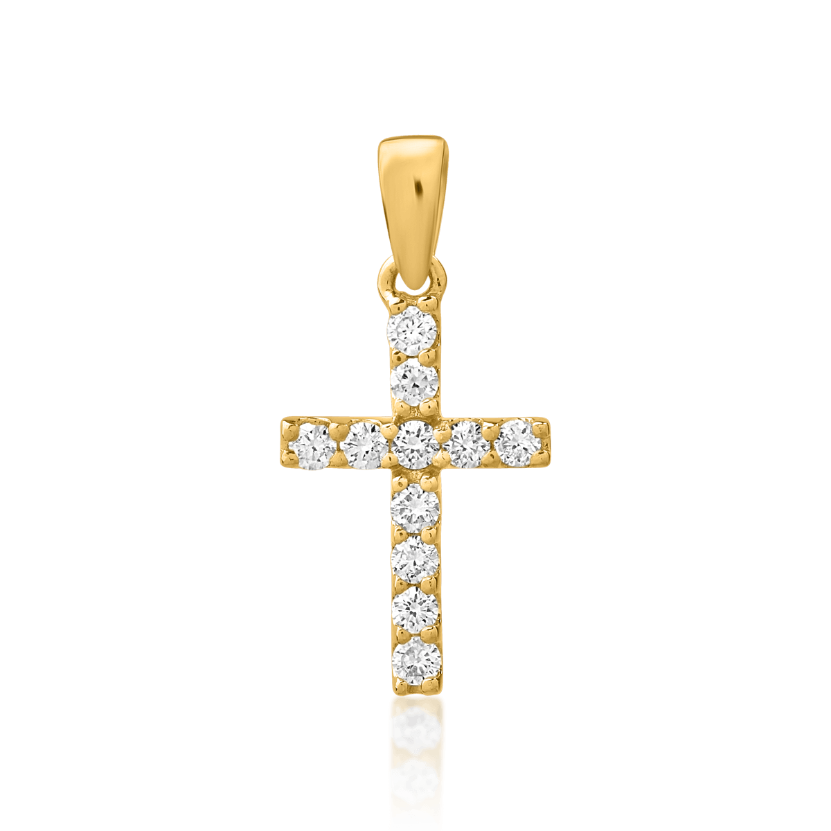 Poze Pandant cruce din aur galben de 18K cu diamante de 0.2ct