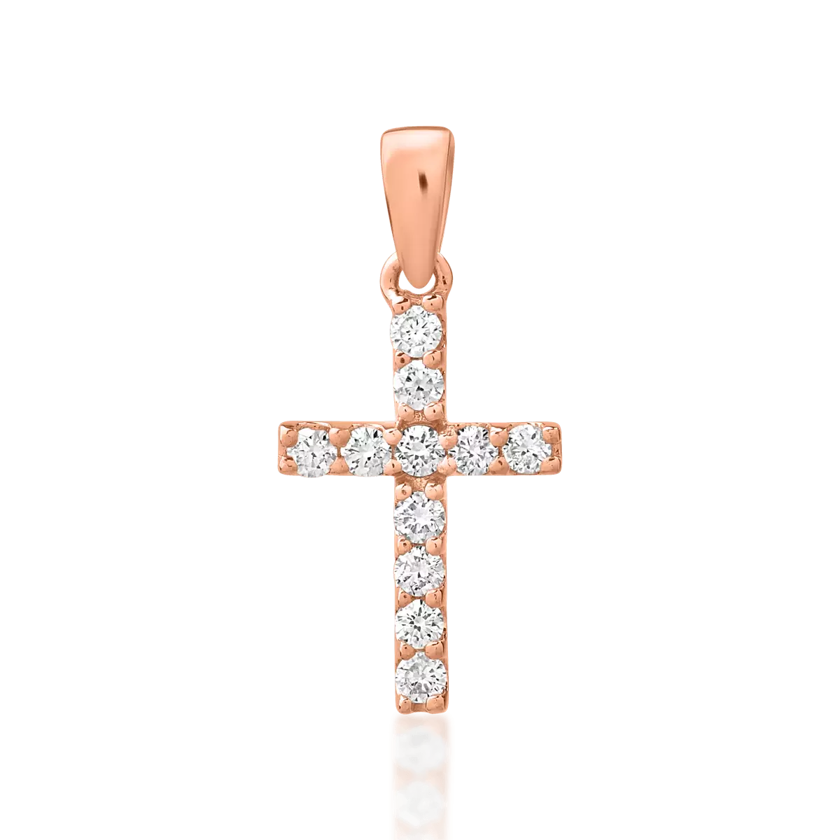 Wisiorek z krzyżem w kolorze różowego złota 18K z diamentami 0.2ct