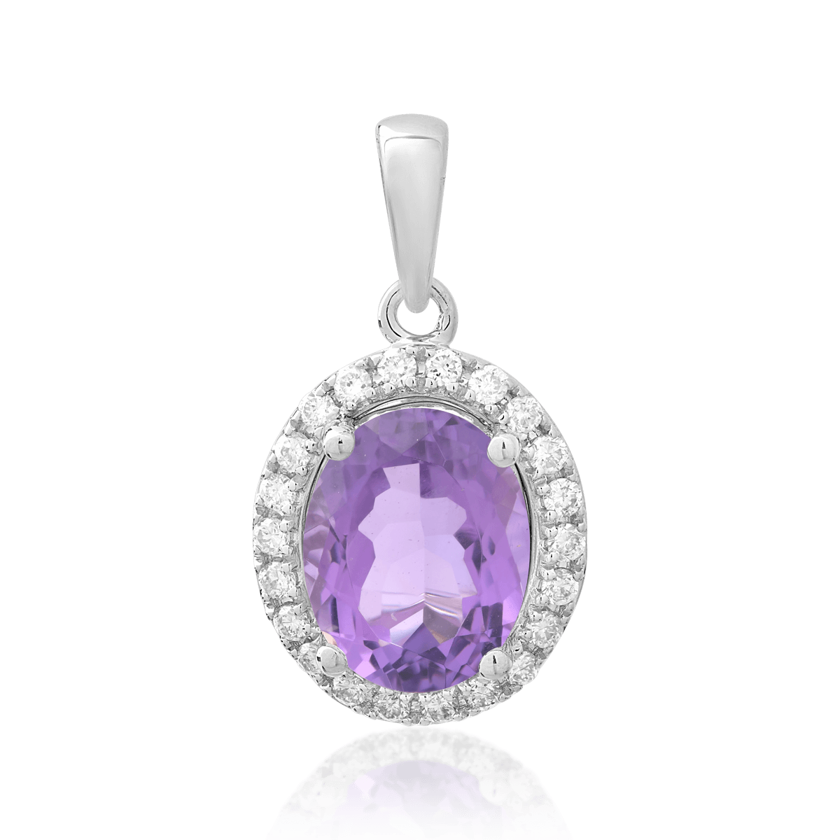 18K white gold pendant with amethyst of 1.82ct and diamonds of 0.17ct