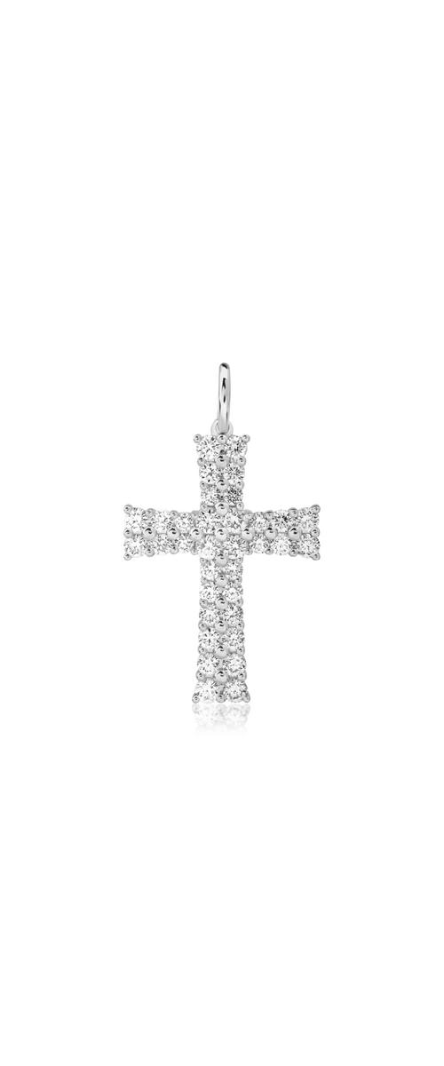 18K white gold cross pendant with diamonds of 1.19ct