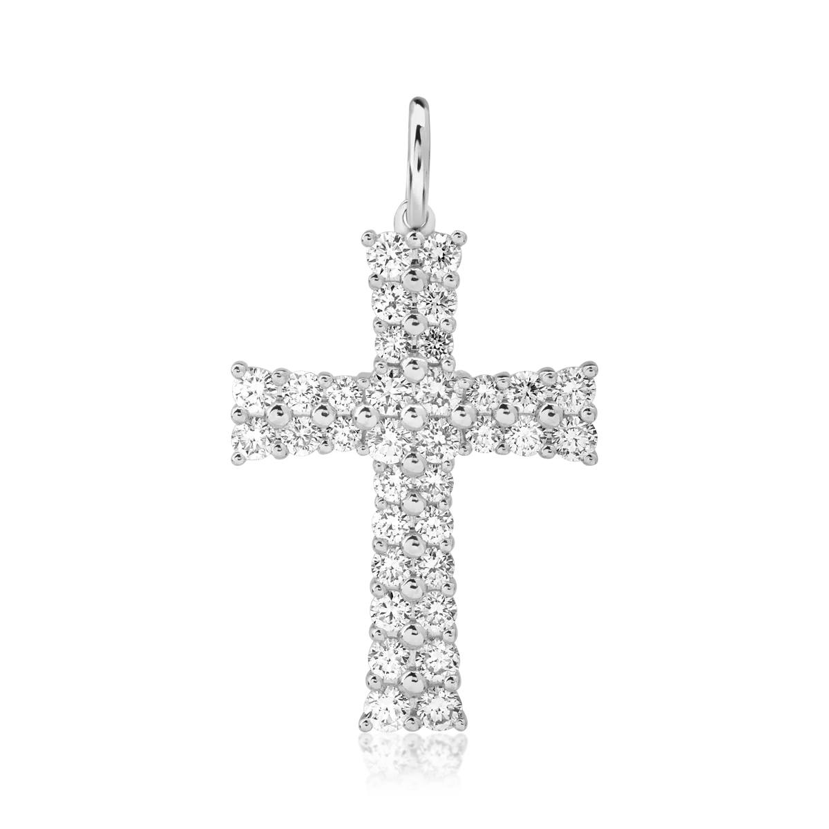 Wisiorek krzyżowy z białego złota 18K z diamentami 1.19ct