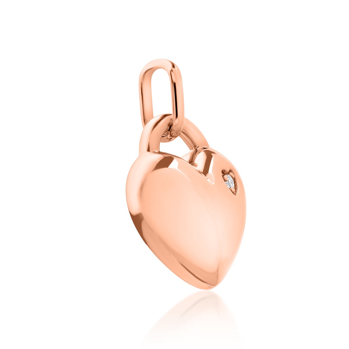 18K розово злато сърце висулка с диамант от 0.006ct