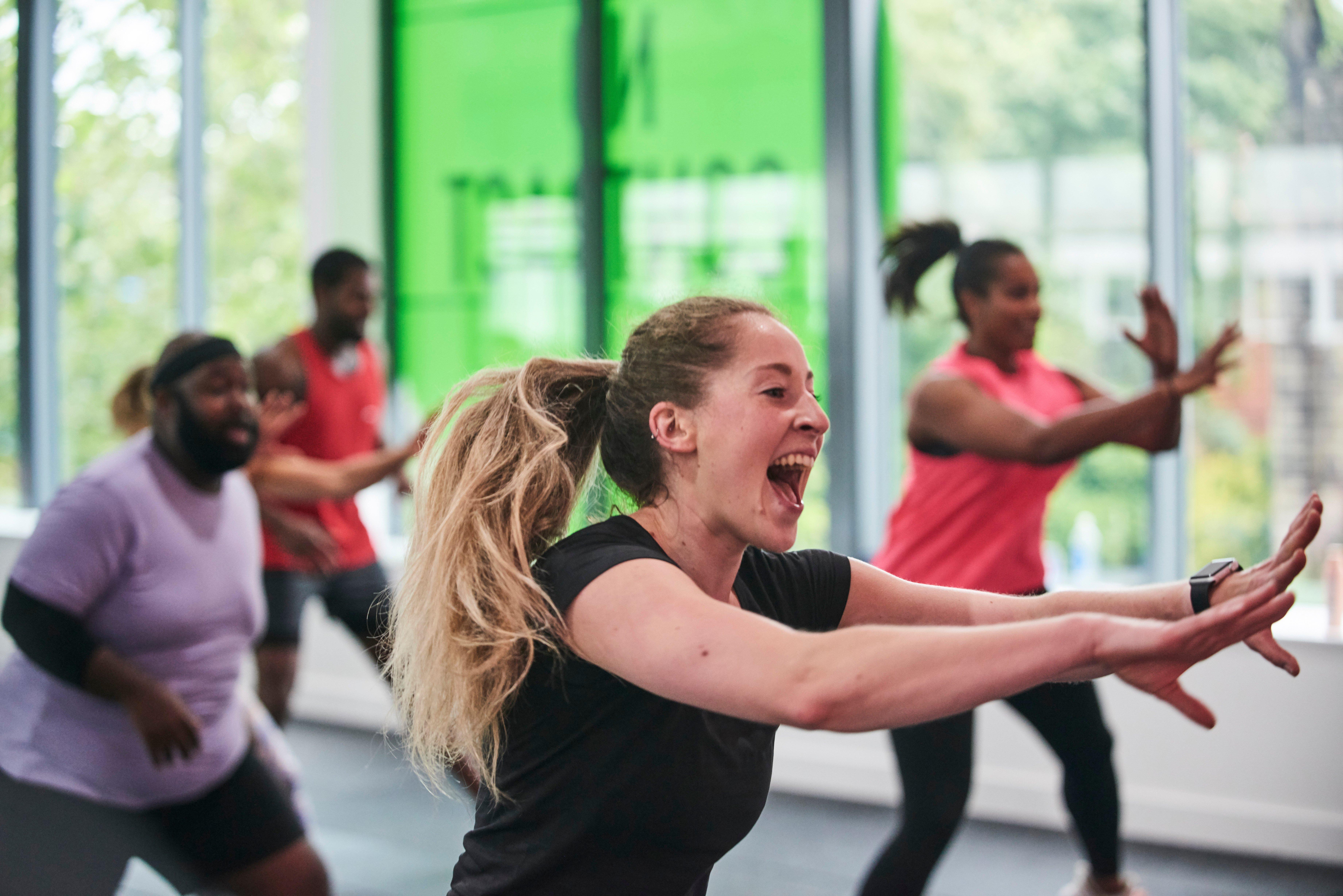 Members at a cardio class