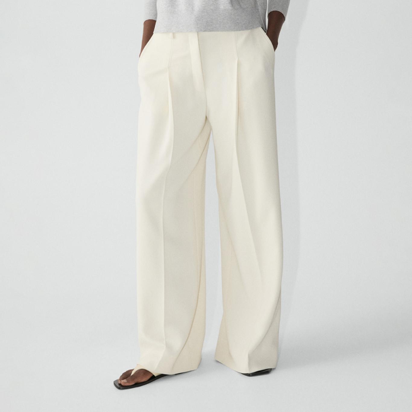 Treeca Pull-On Pant in Admiral Crepe in Rice | Women display picture 1