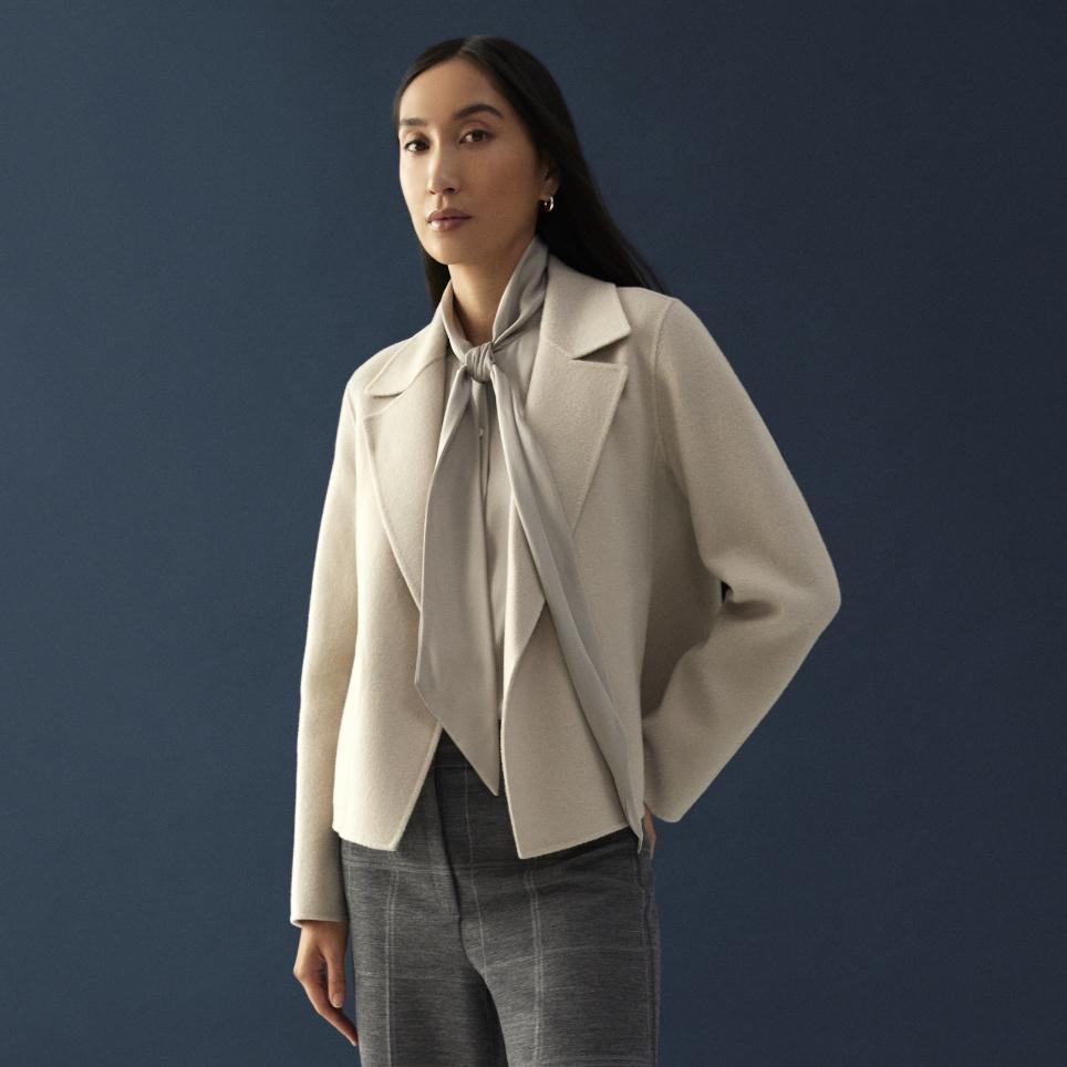 Stretch Linen Bomber Jacket | Outlet Theory