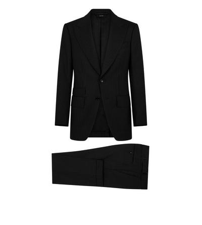 パンツ TOM FORD PINSTRIPE PANTS Charcoal Shelton Straight-Leg Pinstriped Wool Trousers | TOM