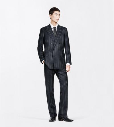 TOM FORD WOOL BLACK ALTERNATE WOOL STRIPE SUIT