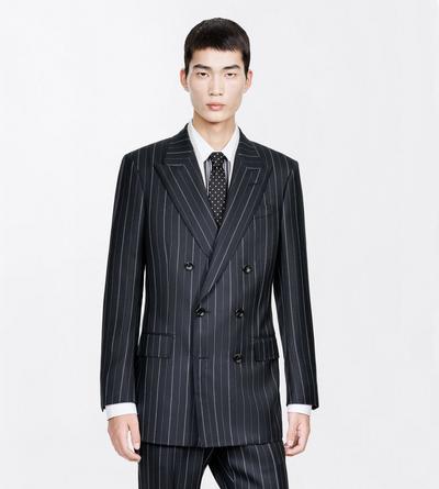 TOM FORD WOOL BLACK ALTERNATE WOOL STRIPE SUIT