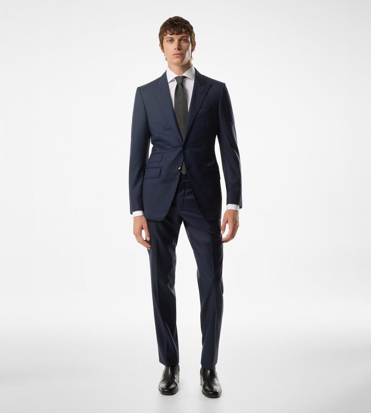 TOM FORD WOOL NAVY SHARKSKIN O'CONNOR SUIT