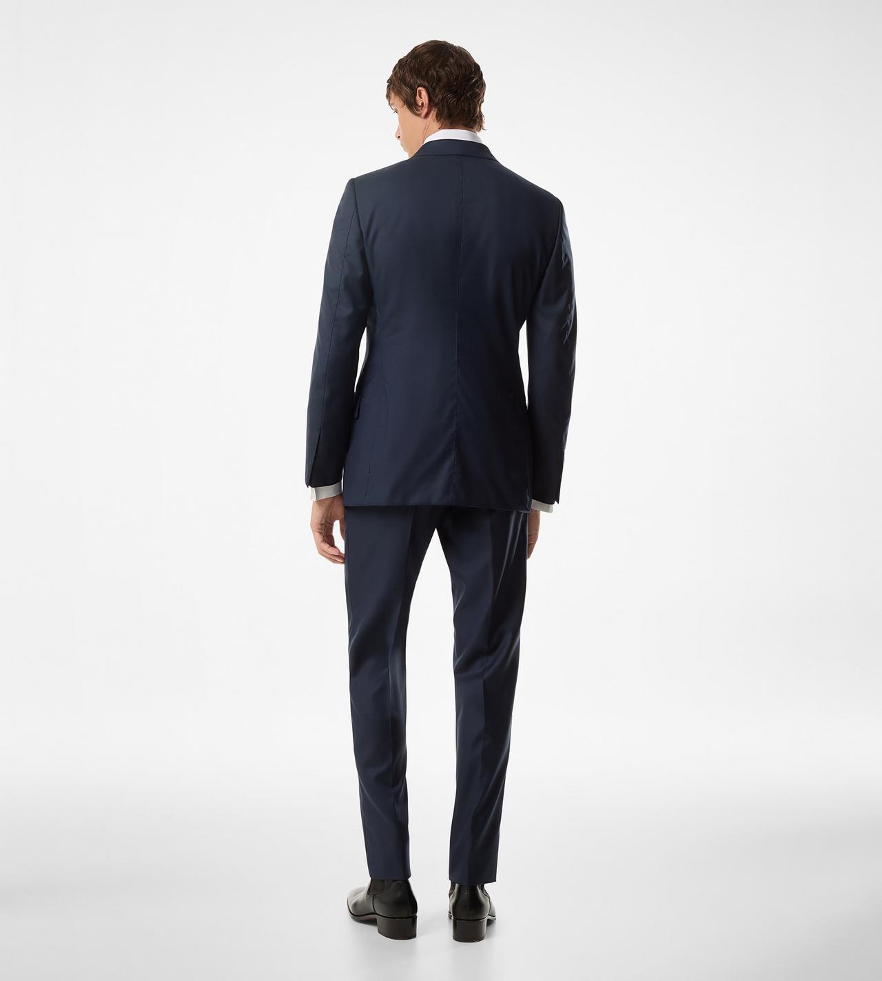 TOM FORD WOOL NAVY SHARKSKIN O'CONNOR SUIT
