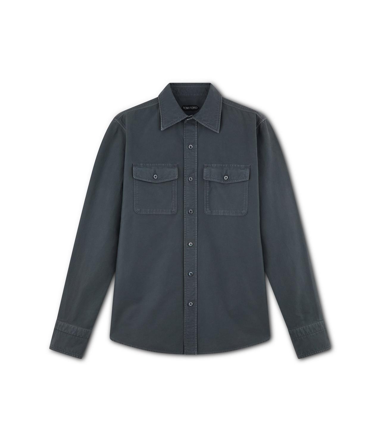 BRUSHED COTTON MILITARY FIT SHIRT image number 0