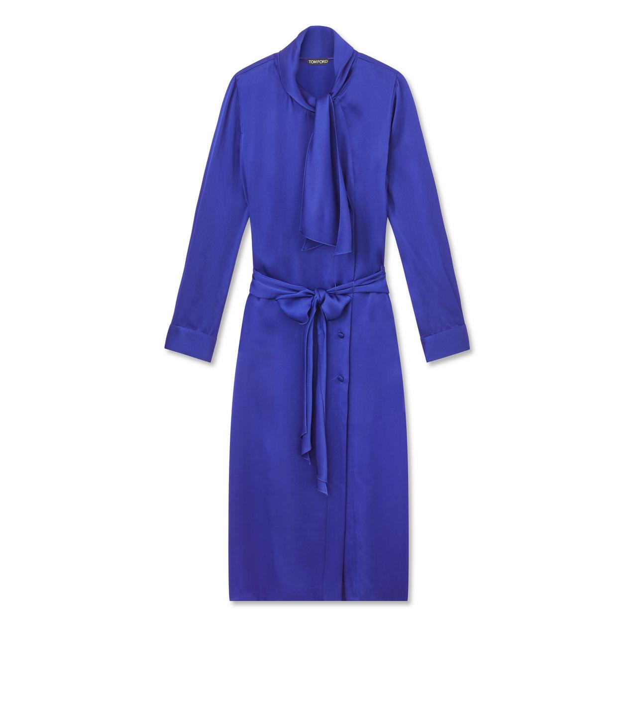 FLUID DOUBLE FACE SATIN BELTED SHIRTDRESS image number 0